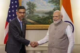 Sundar Pichai and PM Narendra Modi discuss AI and Digital India in New York.