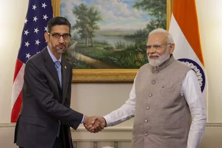 Sundar Pichai and PM Narendra Modi discuss AI and Digital India in New York.