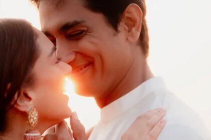 Aditi Rao Hydari and Siddharth sharing a candid moment during their wedding ceremony.