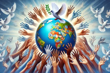 Symbolic image of human rights, depicting global unity and the struggle for justice.