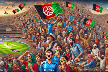 Collage of Afghan cricket fans showing support for their national team, symbolizing unity and hope in Afghanistan.