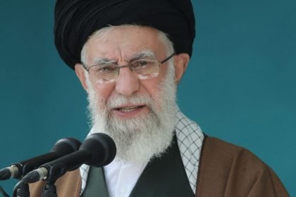Ayatollah Ali Khamenei, Supreme Leader of Iran, addressing an audience in an official setting